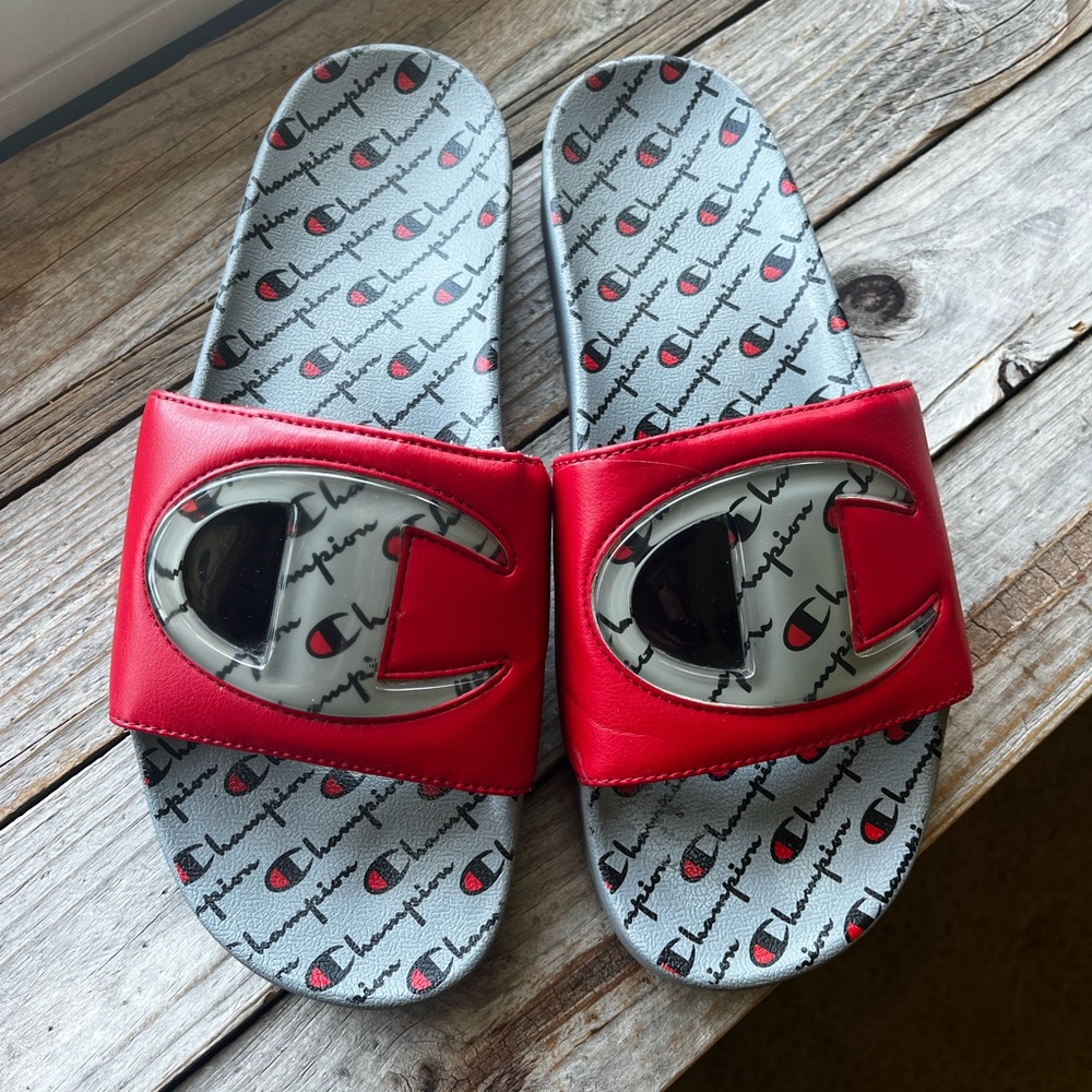 Champion Men’s Red Logo Slide Sandals